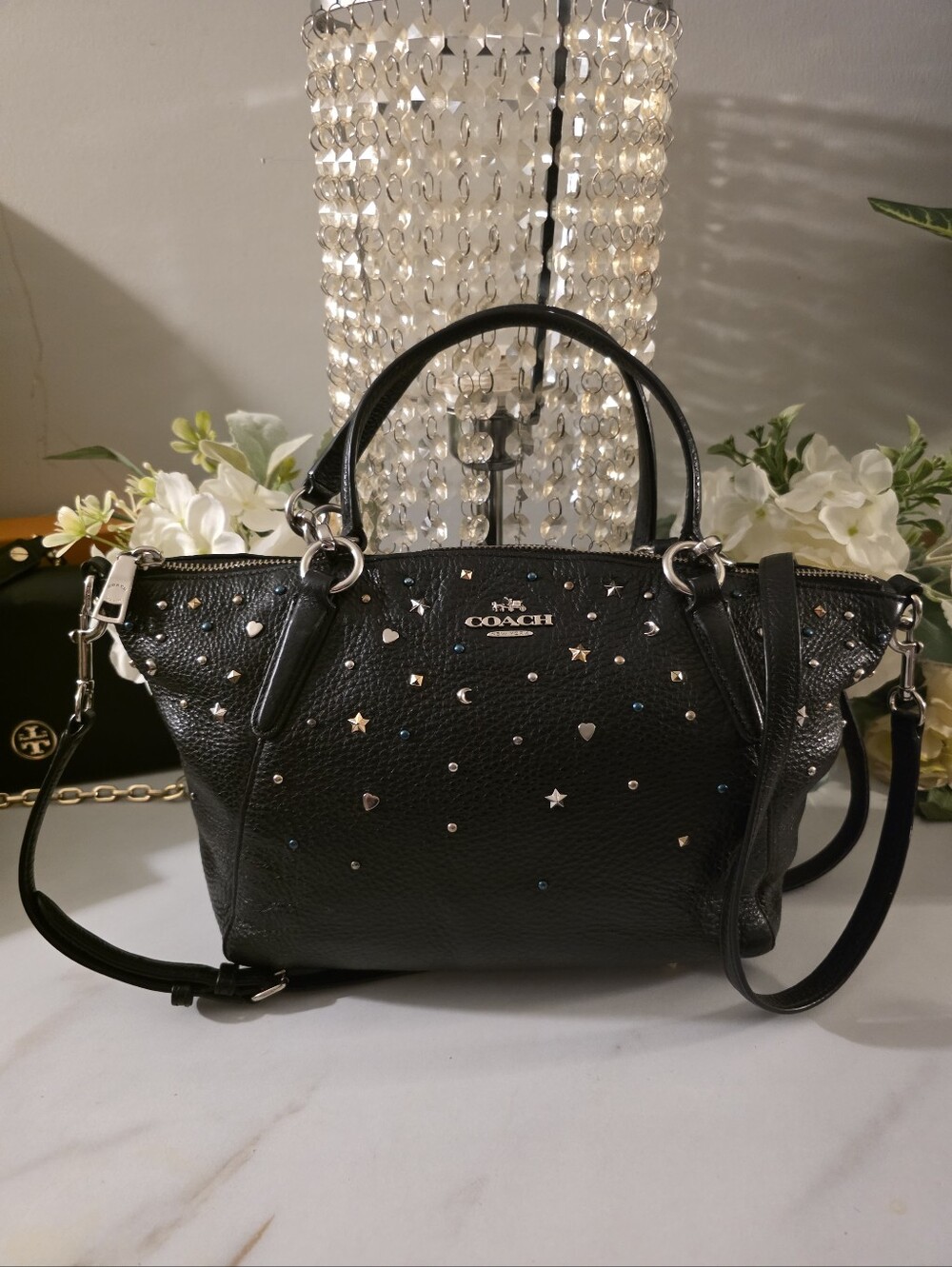 COACH Black Star & Stud Leather Satchel